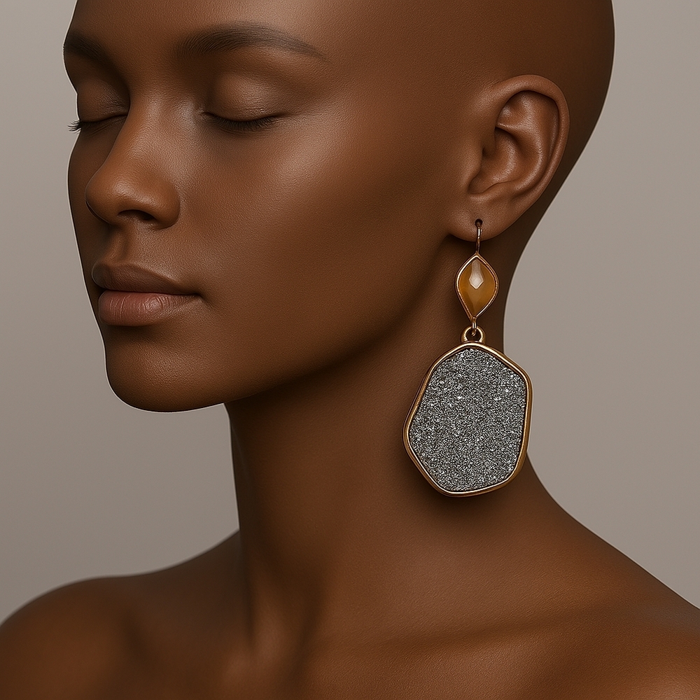 Gold, Tan & Gray Drop Dangle Earrings by APT.9 – Textured Statement Jewelry